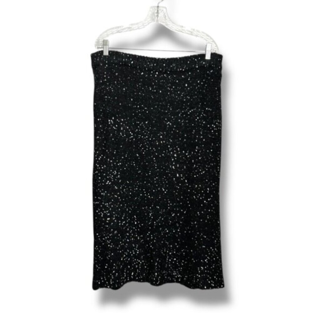 Vintage Y2K Knits By Milano Black Long Sequin Sweater Skirt Women's Size Large